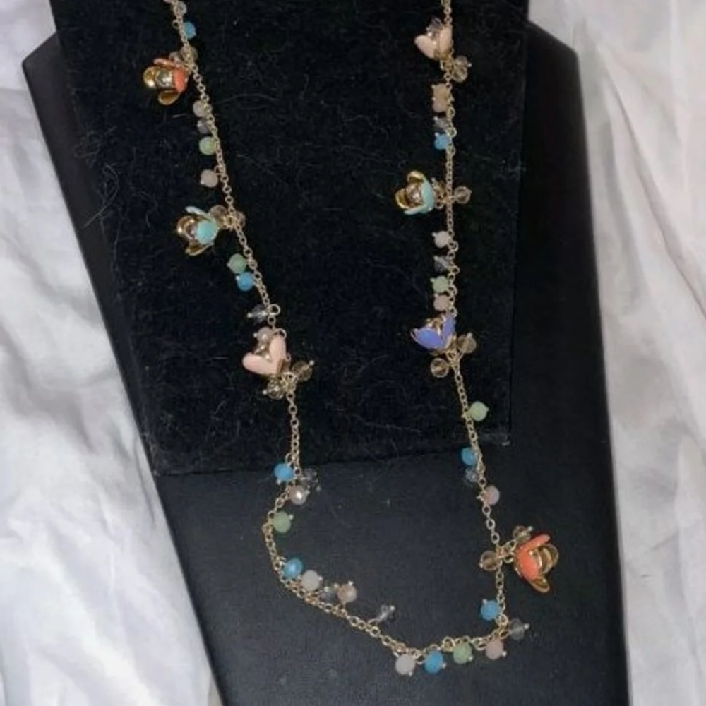New INC beaded flowers necklace